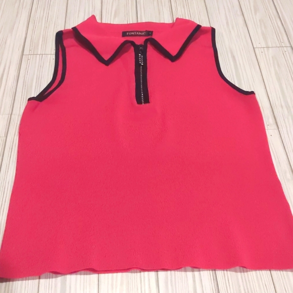 Fontana Small Retro 3/4 Rhinestone Zipper Pink Tank Top - Picture 2 of 6